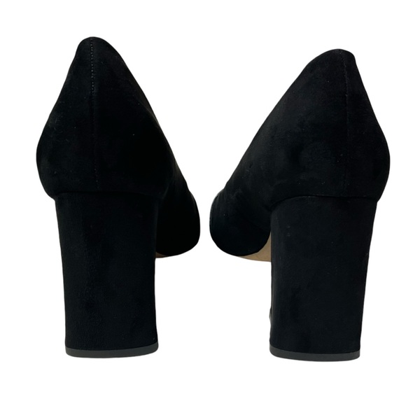 Michael Michael Shannon Black Suede Point Toe Gold Embellished Block Heels 7.5 - Picture 9 of 13